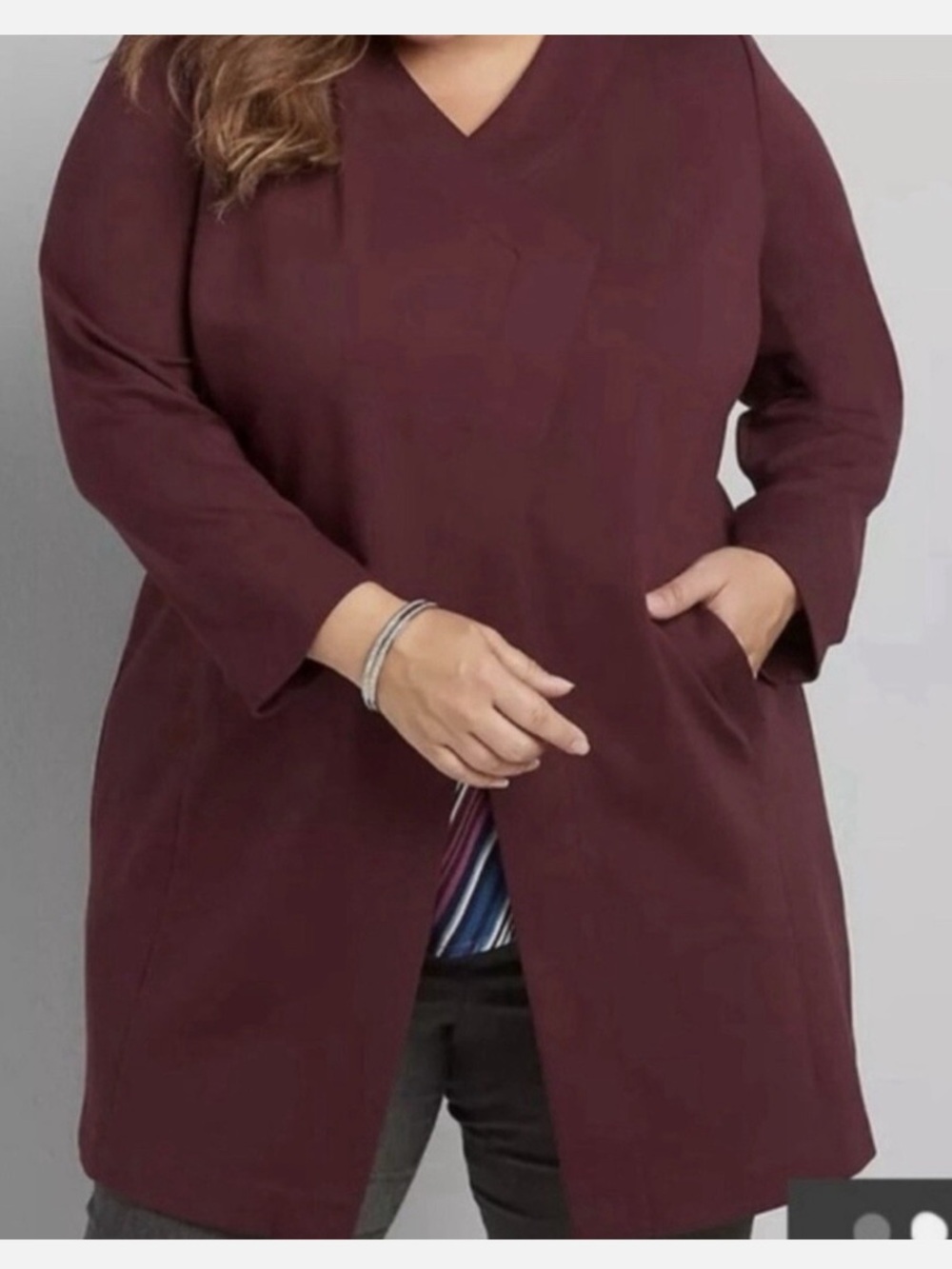 Lane Bryant Wine Open-Front longline duster/cardigan
